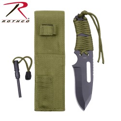 Couteau Paracorde & Kit allume feu (vert) - Rothco - 1