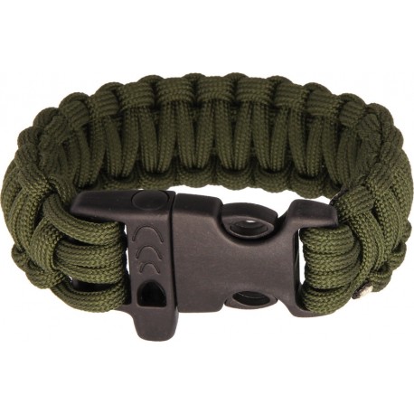 Bracelet Paracorde Vert olive simple tressage - Medium