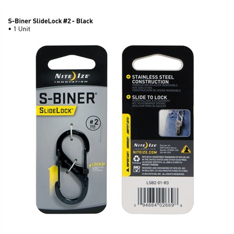 S-Biner SlideLock acier n°2 noir Nite Ize - 1
