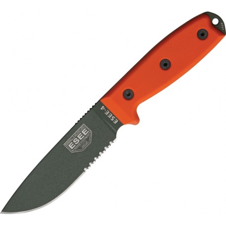 Couteau lame semi dentelée manche orange Model 4 Esee - 1