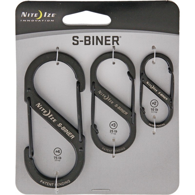 Mousquetons Noirs S-Biner Nite Ize - Pack de 3