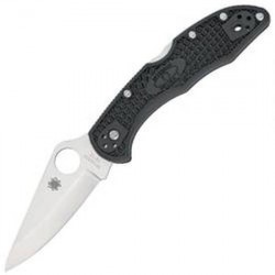 Couteau Spyderco Delica lame 7.3cm Lisse Acier Inoxydable (Nylon renforcé) - C11PBK - 1