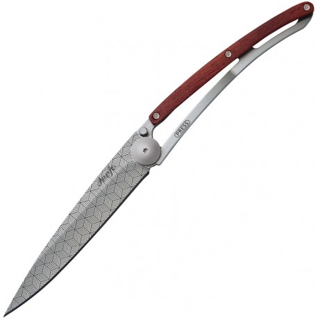 Couteau Deejo Tatoo Illusion lame 7.6cm lisse manche en bois de Corail - 1
