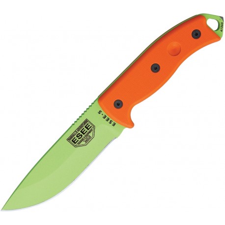 Couteau lame lisse verte manche orange Model 5 Esee - 1