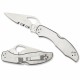 Couteau Spyderco Byrd Meadowlark 2 lame semi dentelé 7.5cm manche acier inoxydable BY04PS2 - 1