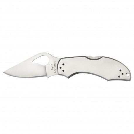 Couteau Spyderco Robin lame lisse 6cm manche acier inoxydable BY10P2 - 1