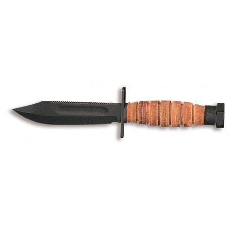 Couteau Survival 499 Ontario Knive Co lame noir lisse 12.7cm manche cuir - 1