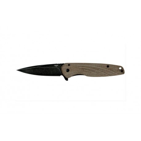 Couteau Shikra pliable Ontario Knife Company Lame lisse 8.13cm manche titan et lin - 1