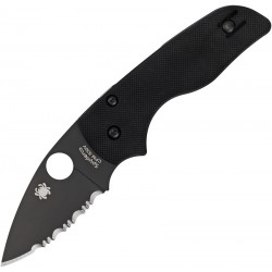 Couteau Spyderco Lil Native lame 6.1cm Dentelée Noir manche G-10 (Fibre de verre) - C230GSBBK