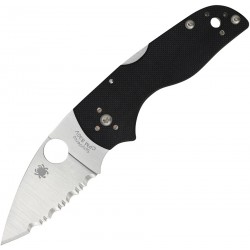 Couteau Spyderco Lil Native lame 6.1cm Dentelée Satin manche G-10 (Fibre de verre) - C230MBGS