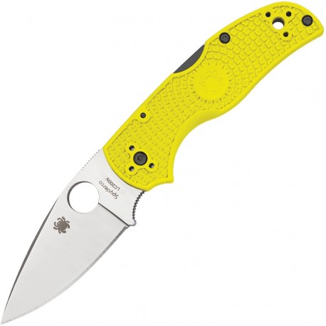 Couteau Spyderco Native 5 lame 7.5cm Lisse Satin manche jaune FRN (Nylon renforcé) - C41PYL5 - 1