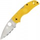 Couteau Spyderco Native 5 lame dentelée 7.5cm Lisse Satin manche jaune FRN (Nylon renforcé) - C41PYL5