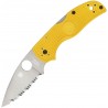 Couteau Spyderco Native 5 lame dentelée 7.5cm Lisse Satin manche jaune FRN (Nylon renforcé) - C41PYL5
