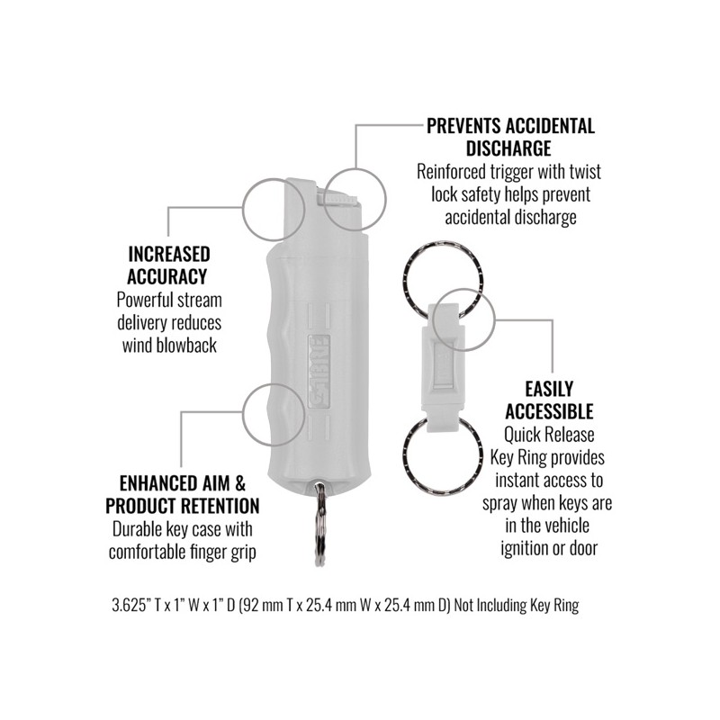 Spray d'auto défense avec porte clé SABRE gris - Conditions Extremes