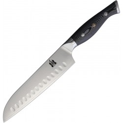 Couteau Santoku KOMORAN lame acier Damas poignée Micarta KO030 - 1