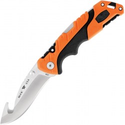Couteau Buck Pursuit Pro lame 8.9cm Guthook Lisse Satin manche nylon noir et orange - 12755 - 2