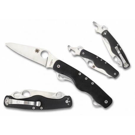 Couteau multifonctions ClipiTool Standard SPYDERCO lame lisse 8.9cm manche noir - 1