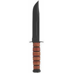 Couteau Ka-Bar Fighting Knife lame 17.8cm lisse Noir manche cuir - 1217 - 1