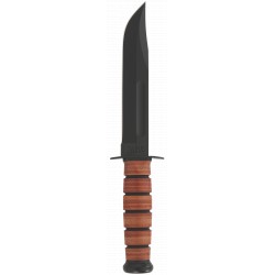 Couteau Ka-Bar Fighting Knife lame 17.8cm lisse Noir manche cuir - 1217