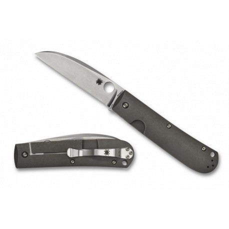 Couteau Spyderco Swayback lame lisse acier 9cm manche noir Titane - C249TIP - 1