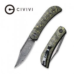 Couteau Appalachian Drifter lame lisse Damascus 7.5cm manche jaune/noir Fibre de carbone G-10 CIVIVI - 5