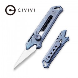 Cutter Mandate Utility Bleu lame lisse en acier inoxydable 5.4cm manche Titane CIVIVI - 4