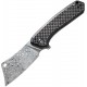 Couteau Mini Mastodon lame lisse Damascus 7.5cm manche G-10 Fibre de carbone CIVIVI - 2