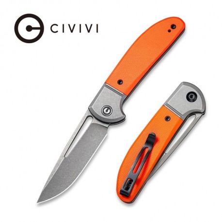 Couteau Trailblazer lame lisse acier 14C28N 7.5cm manche orange G-10 (fibre de verre) CIVIVI - 1
