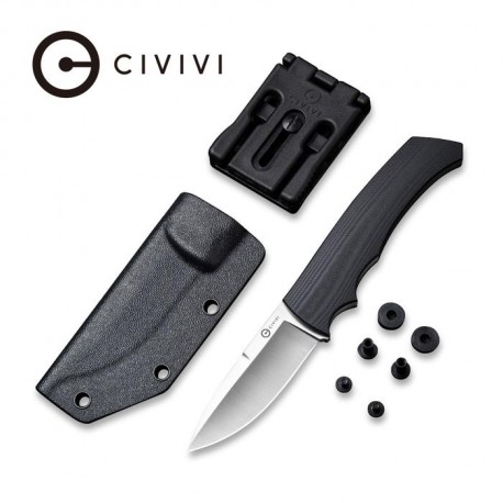 Couteau M2 Backup lame lisse Acier D2 7.9cm manche G-10 noir (fibre de verre) CIVIVI - 1