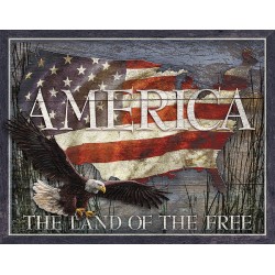 Plaque déco America Land of Free TIN SIGNS - 1