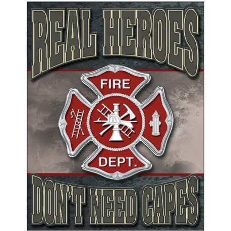 Plaque déco Real Heroes Firemen TIN SIGNS - 1