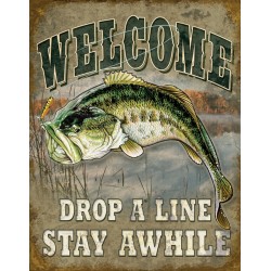 Plaque déco Welcome Bass Fishing TIN SIGNS