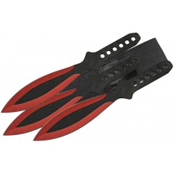 Kit de 3 couteaux à lancer noir/rouge - 1