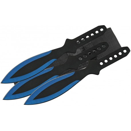 Kit de 3 couteaux à lancer noir/bleu - 1