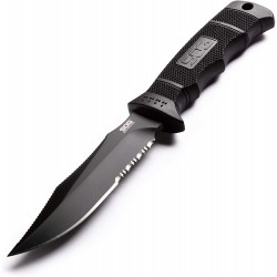 Couteau SOG Seal Pup Elite lame 12.3cm semi-dentelée Noir manche GFN - E37T-K - 2