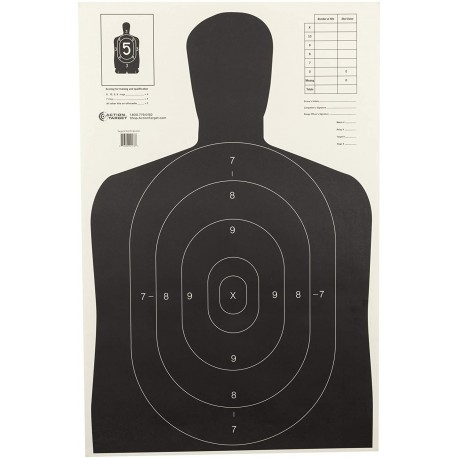 Cible de tir silhouette Noir B27E - 58x90cm pack de 100 ACTION TARGET - 1