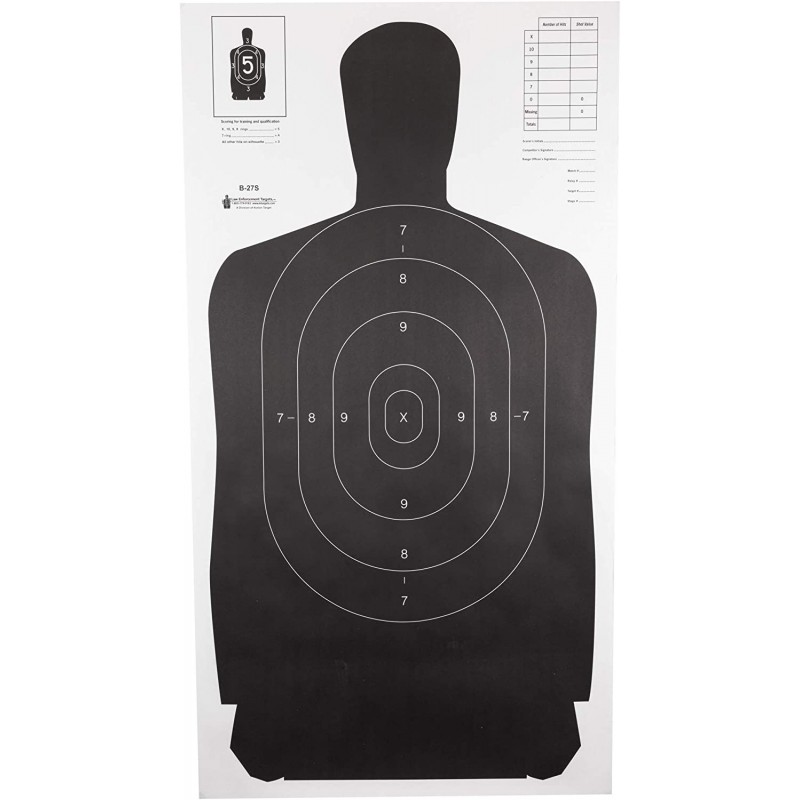 Cible de tir silhouette Noir B27S - 61x114cm pack de 100 ACTION TARGET -  Conditions Extremes