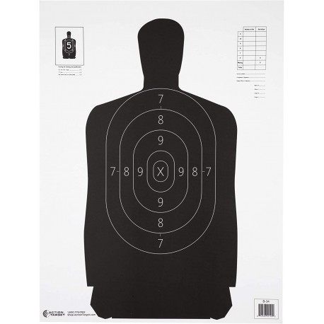 Cible de tir B-34 25 mètres silhouette 44x58cm pack de 100 ACTION TARGET -  Conditions Extremes