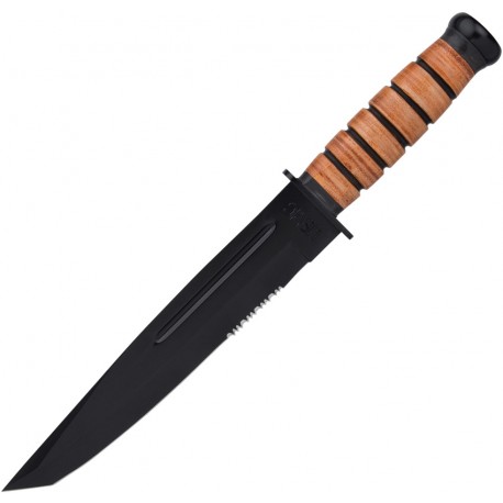 Machette Survival USMC lame Tanto acier manche cuir UNITED CUTLERY - 1