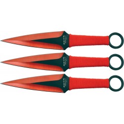 Set de 3 couteaux de lancer Kunai rouge RITE-EDGE