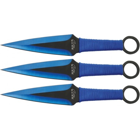 Set de 3 couteaux de lancer Kunai bleu RITE-EDGE - 1