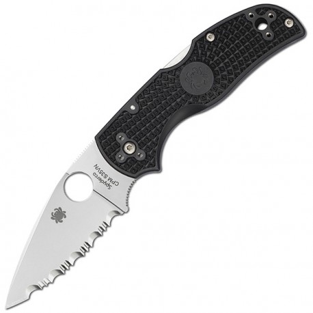 Couteau Spyderco Native lame 7.6cm dentelée Satin manche FRN (Nylon renforcé) - C41SBK5 - 1