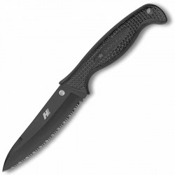 Couteau Spyderco Aqua lame 11.9cm dentelée Noir manche FRN (Nylon renforcé) - FB23SBBK - 1