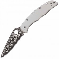 Couteau Spyderco Endura lame 9.5cm Lisse Damascus manche Titane - C10TIPD - 1