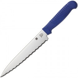 Couteau Spyderco Utility lame 16.5cm dentelée Satin manche Sermollan - K04SBL