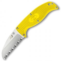 Couteau Spyderco Enuff lame 7cm dentelée Satin manche FRN (Nylon renforcé) - FB31SYL - 1