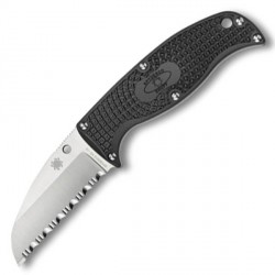 Couteau Spyderco Enuff lame 7cm dentelée Satin manche FRN (Nylon renforcé) - FB31SBK - 1