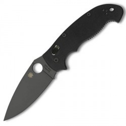 Couteau Spyderco Manix 2 lame 9.8cm Lisse Noir manche G-10 (Fibre de verre) - C95GPBBK2