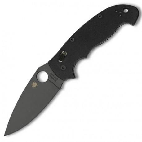 Couteau Spyderco Manix 2 lame 9.8cm Lisse Noir manche G-10 (Fibre de verre) - C95GPBBK2 - 1