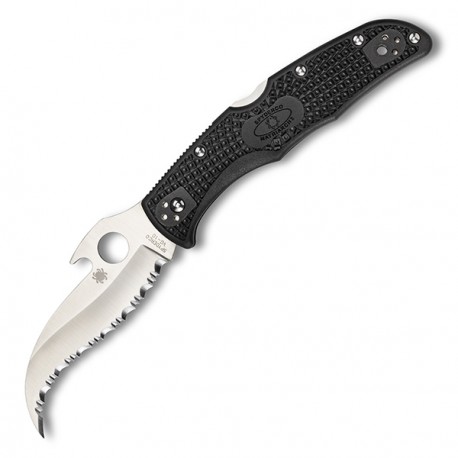 Couteau Spyderco Matriarch 2 lame 9.1cm dentelée Satin manche FRN (Nylon renforcé) - C12SBK2W - 1